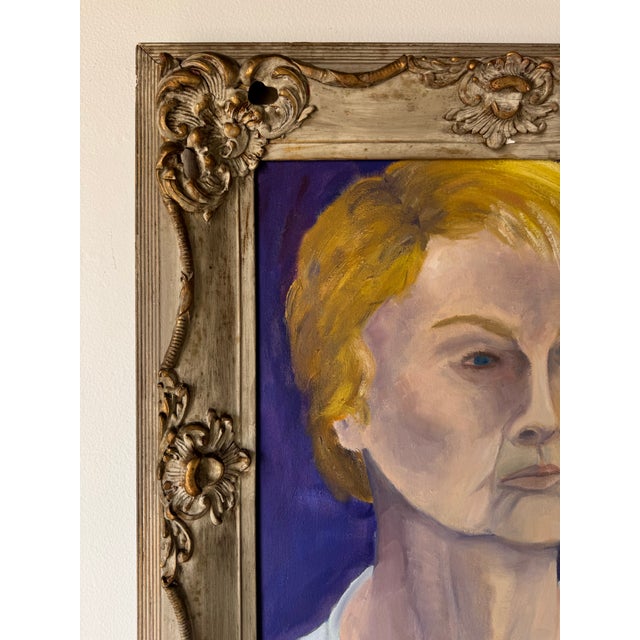 1970s 1978 Vintage “Self Portrait” Oil on Canvas Painting by Fran Mayer For Sale - Image 5 of 12
