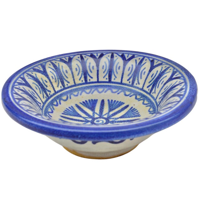 Ceramic Early 20th Century Moroccan Judaica Blue Ceramic Bowl For Sale - Image 7 of 10