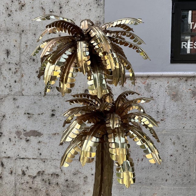 Palm Trees Floor Lamp in Gilt Brass by Christian Techoueyres for Maison Jansen, France, 1970s For Sale - Image 6 of 18