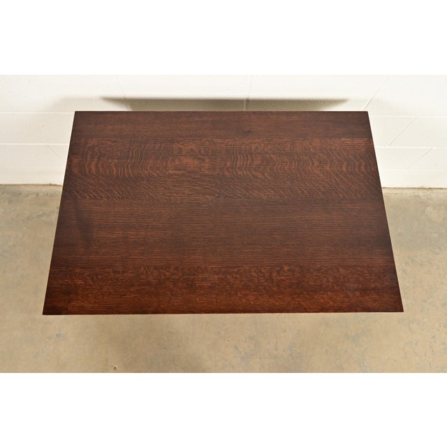 L. & J. G. Stickley Antique Mission Oak Arts & Crafts Writing Desk or Library Table, Circa 1910 For Sale - Image 11 of 14