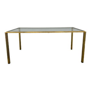 1960s French Louis XVI Style Brass and Glass Coffee Table