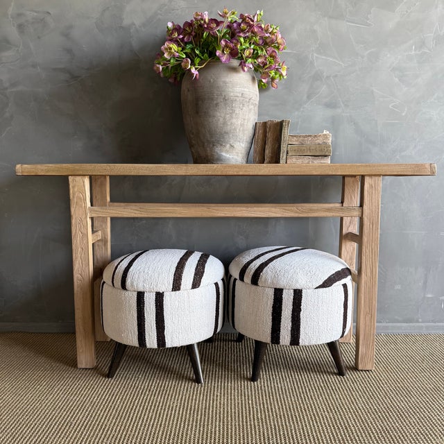 21" D x 18" H Leg Height 6.5" These ottomans made from vintage Turkish rugs brings warmth, texture, and soul into your...