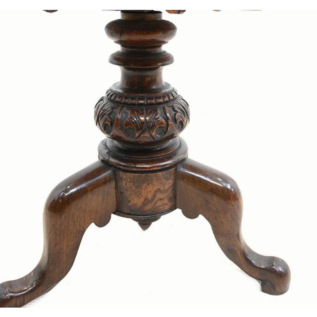 Victorian Adjustable Height Piano Stool in Carved Walnut, 1860s For Sale - Image 6 of 9