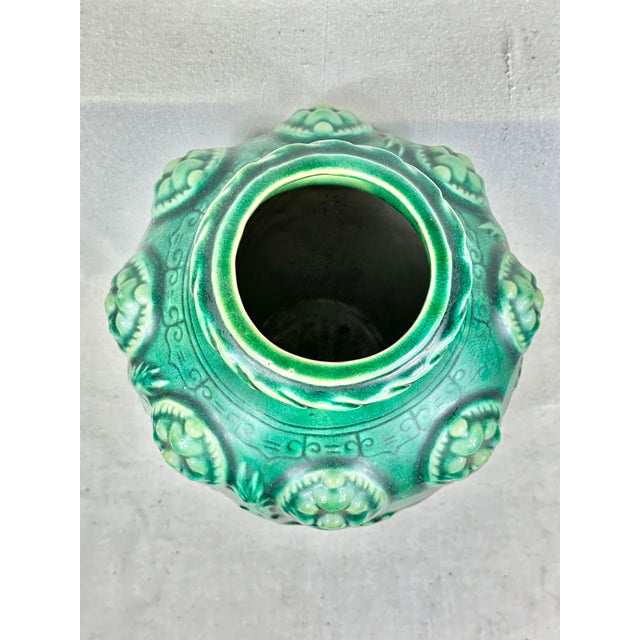 Large Chinoiserie Green Vase With Stand For Sale In New Orleans - Image 6 of 11
