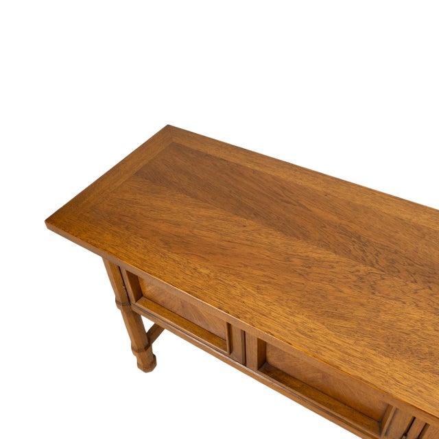 1970s Drexel Compatibles Low Walnut Credenza Sideboard Buffet Cabinet Mid Century Modern For Sale - Image 9 of 17