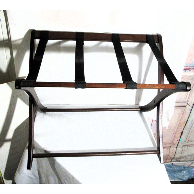 Vintage Old Hotel Luggage Stand Wood For Sale - Image 4 of 11