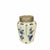 Vintage Delft blue snd white six sided tea caddy with pressed silver metal lid. The lid is pressed with a fruit pattern....