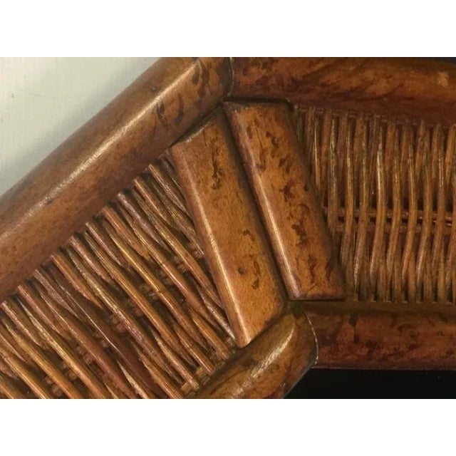 Modern Wood Bamboo and Wicker Elongated Octagonal Mirrors - a Pair For Sale - Image 4 of 7