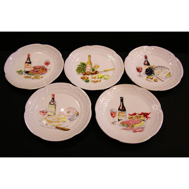 Five Decorative Canape/Hors d'Oeuvres Porcelain Plates From French Maker L. Lourioux For Sale - Image 9 of 9