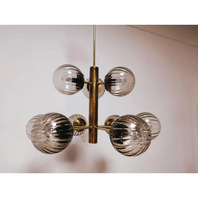 Sputnik Brass & Murano Glass Chandelier For Sale - Image 13 of 18