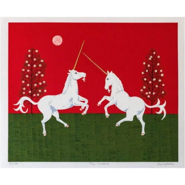 Mark Sabin the Unicorn Hand Signed Numbered Screenprint For Sale