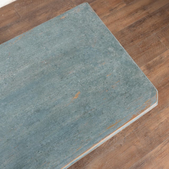 19th Century Swedish Gustavian Blue Chest of Three Drawers With Greek Key Design For Sale - Image 6 of 14