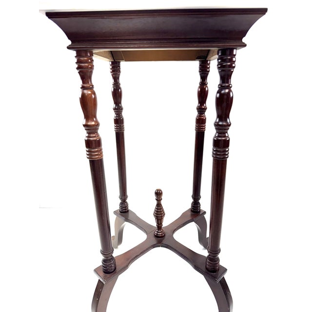 Mid 20th Century Mid-20th Century English Regency Revival Mahogany Marble Top Plant Stand For Sale - Image 5 of 11