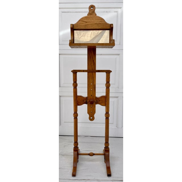 Mid 20th Century Traditional Oak Adjustable Vanity Mirror Valet Stand For Sale - Image 11 of 11