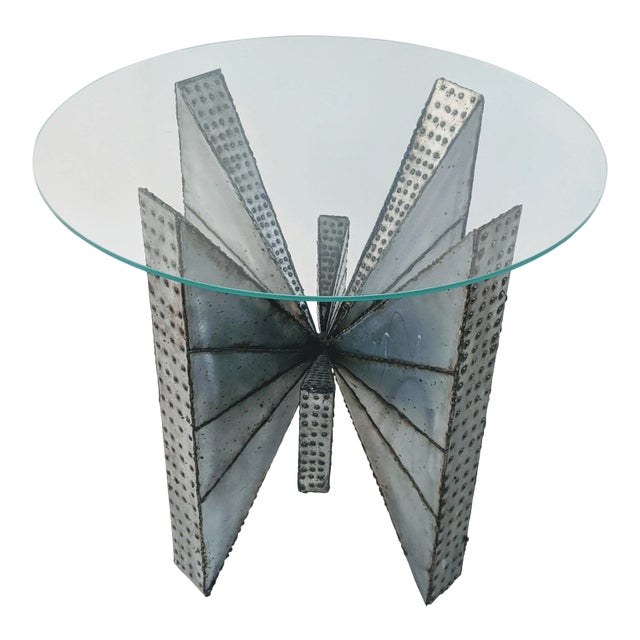 Brutalist Welded Metal Side Table For Sale