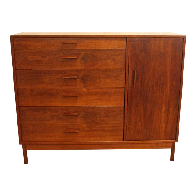 Circa 1960 American Walnut Six-Drawer Chest With Cabinet For Sale