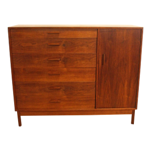 Circa 1960 American Walnut Six-Drawer Chest With Cabinet