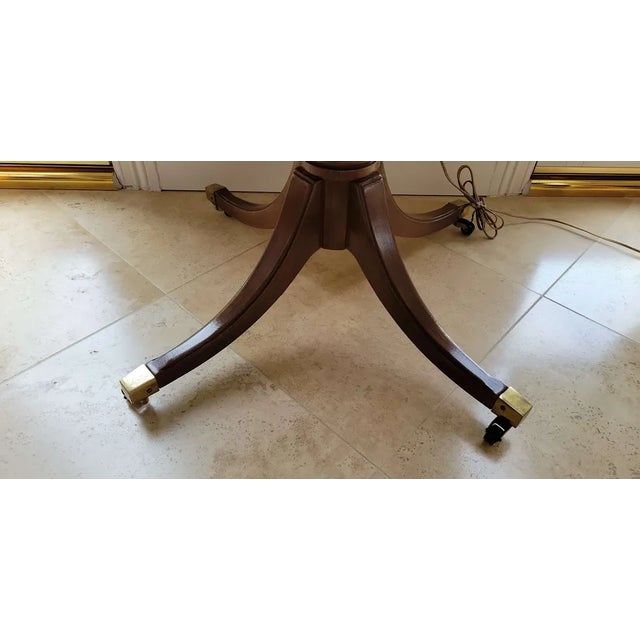 American Henredon Mahogany Leather Drum Table For Sale - Image 3 of 6
