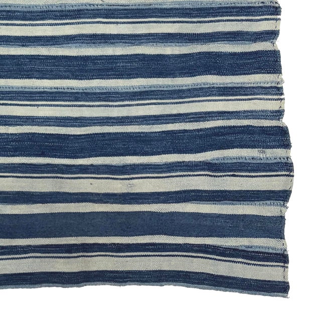 Contemporary Shibori Indigo Flag Made From Vintage Cotton Mudcloth For Sale - Image 3 of 5