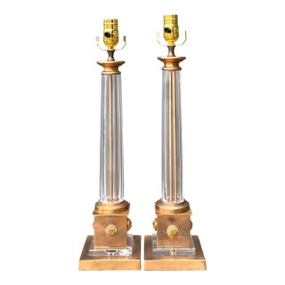 Vintage Neoclassical Glass Lamps - A Pair For Sale