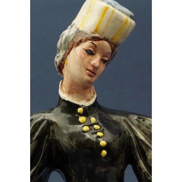 20th Century Ceramic Commoner Lady in Folk Costume from Sbordoni Rome, Italy For Sale - Image 14 of 18