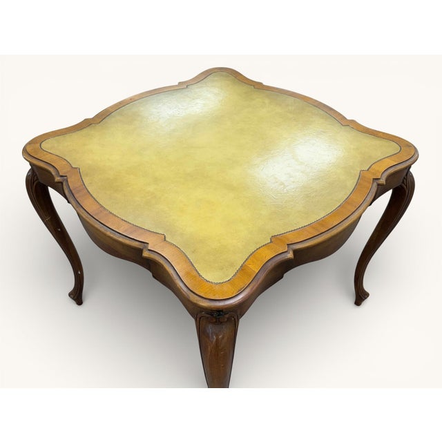 Vintage Weiman Leather Top Game or Card Table For Sale In Miami - Image 6 of 17