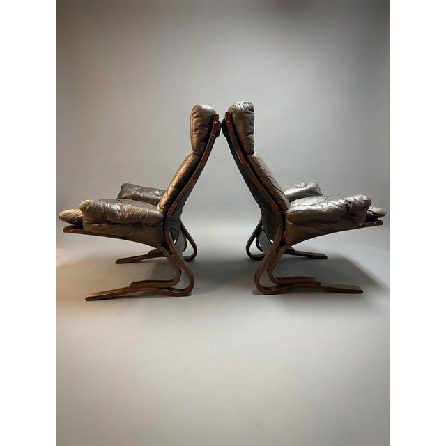 Gold Norwegian Leather Lounge Chair Set from Rykken & Co, 1970s For Sale - Image 8 of 11