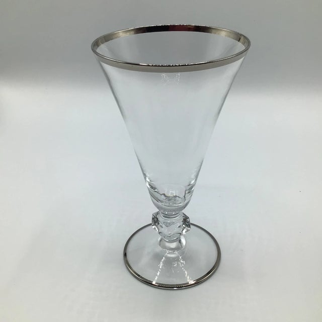 1970s Platinum Band Water Goblets by Bryce -Set of 8 For Sale - Image 5 of 12