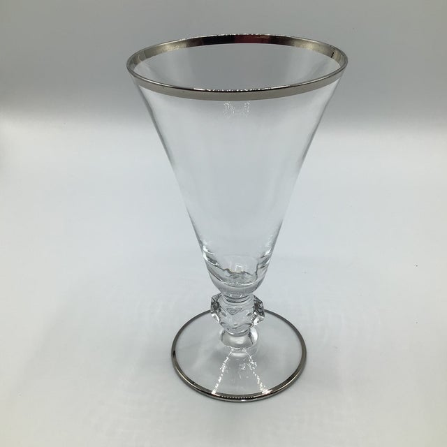 1970s Vintage Bryce 934-1 Platinum Band Water Goblets-Set of 8 For Sale - Image 5 of 12