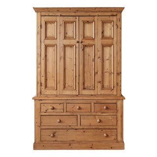 Large Rustic Pine Two-Piece Larder & Pantry Cabinet For Sale