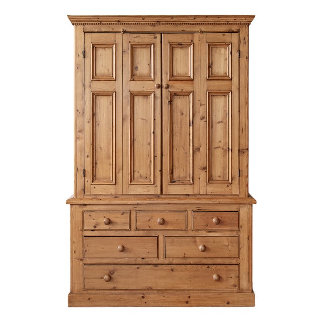 Large Rustic Pine Two-Piece Larder & Pantry Cabinet For Sale