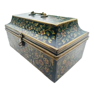 Vintage Hand Painted Metal Treasure Box.