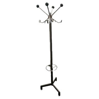 Coat Rack in Steel and Anthracite Lacquer, 1970s For Sale
