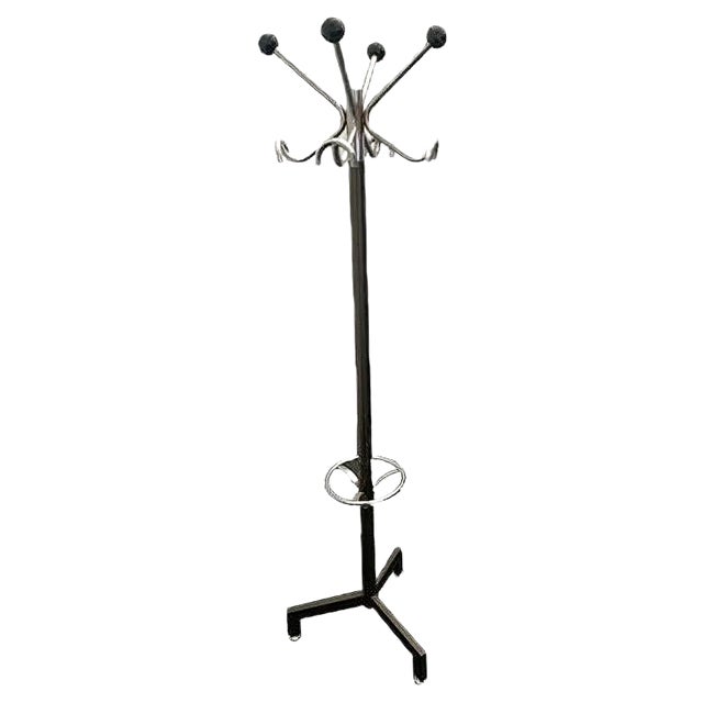 Coat Rack in Steel and Anthracite Lacquer, 1970s For Sale
