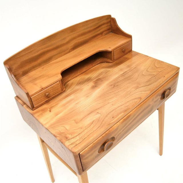 Wood Vintage Writing Desk in Elm from Ercol, 1960s For Sale - Image 7 of 11