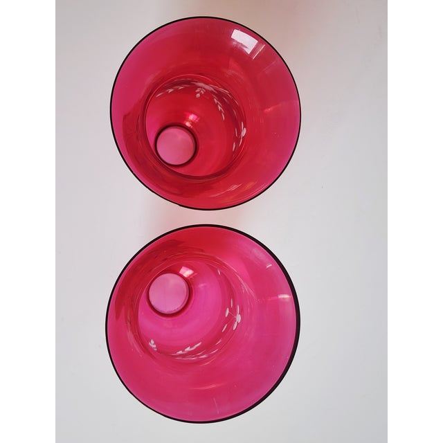 Cranberry Glass Uricane Lamp Shades-a Pair For Sale - Image 12 of 12