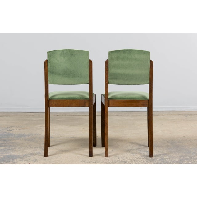 1930s French Art Deco Oak Dining Chairs in Green Velvet - Set of 6 For Sale - Image 18 of 18
