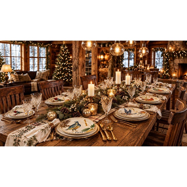 Late 20th Century Williams Sonoma 12 Days of Christmas Porcelain Plates Dinnerware Set 12 For Sale - Image 16 of 16