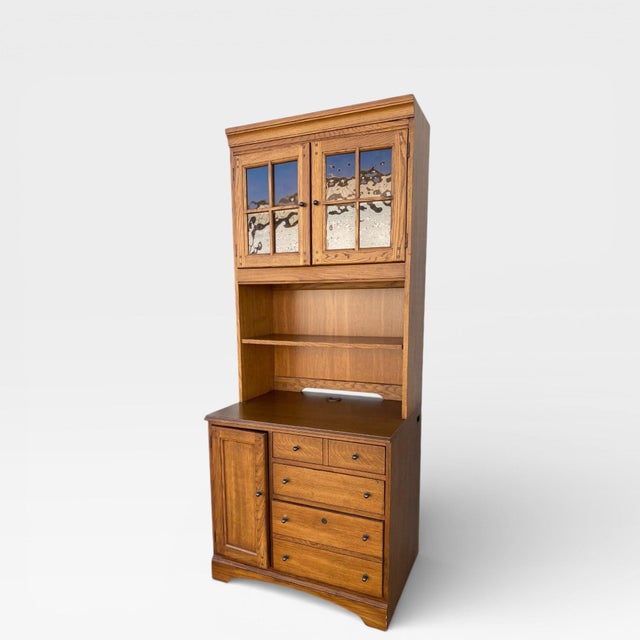 Hooker Furniture Oak Executive Cabinet Hutch With Power Panel, 1990s For Sale - Image 11 of 16