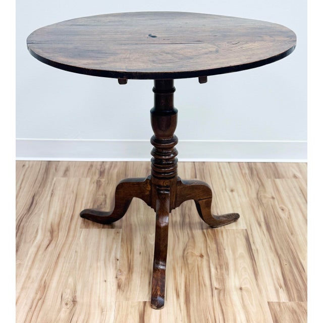 Antique Late 18th C Round English Walnut Tilt-Top Table For Sale - Image 9 of 15