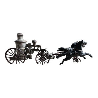 Antique 18” Cast Iron Three Horse Steam Pumper Toy. (Kenton/Hublet Style) For Sale