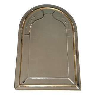 Italian Arched Wall Glass Mirror, 1980s For Sale