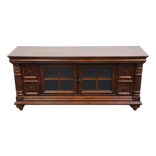High End Solid Cherry Traditional Contemporary Style 64" Media Console For Sale