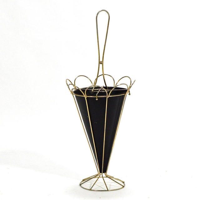 Mid-Century Modern Whimsical Brass Umbrella Stand For Sale - Image 3 of 6