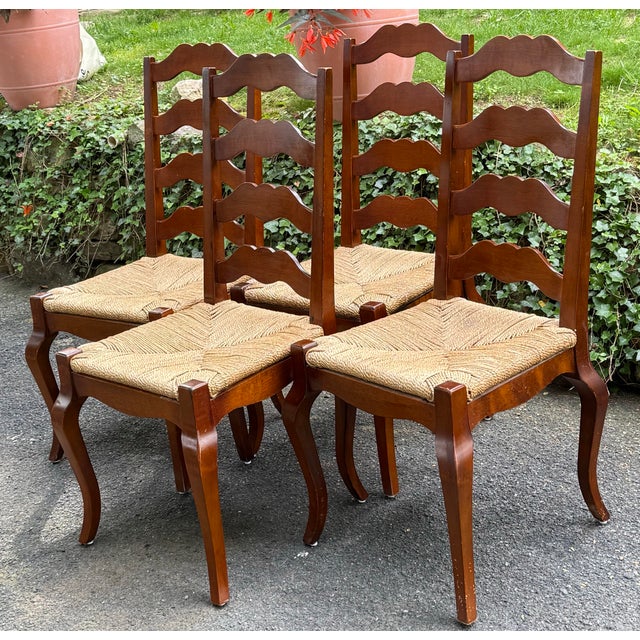 Late 20th Century French Farmhouse Ladderback Chairs - Set of 4 For Sale In New York - Image 6 of 11