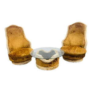 Midcentury Modern Set, Pair of Chairs and Coffee Table