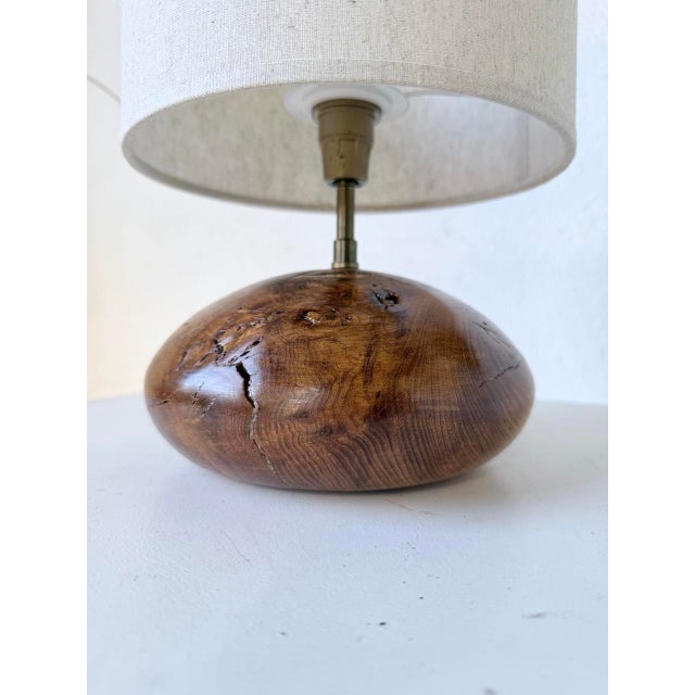 Brutalist Olive Wood Table Lamp, 1970s For Sale - Image 13 of 18