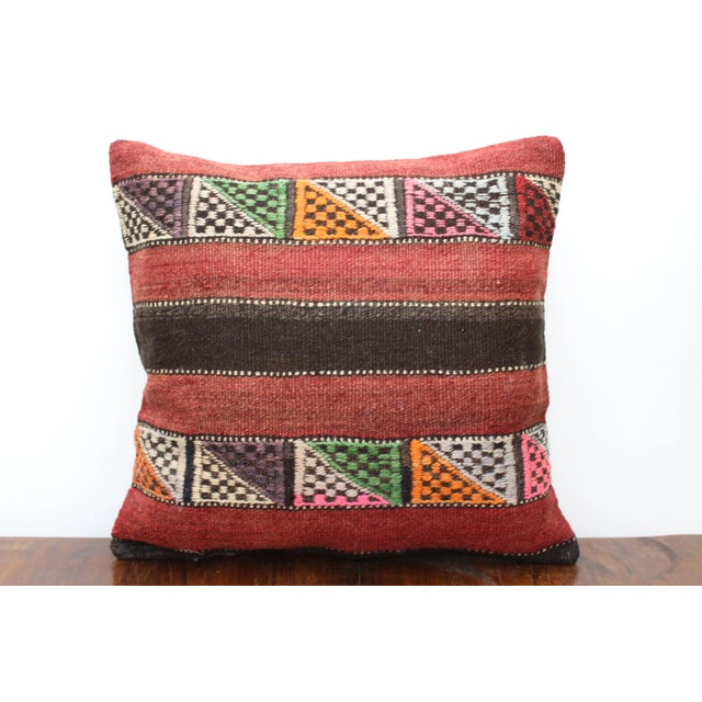 Turkish Kilim Decorative Pillow Cover - 16"x16.5" For Sale - Image 11 of 11
