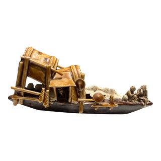 Miniature Sampan With Mudmen Fishermen For Sale