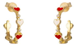 Eternal Love Enamel Heart Hoop Earrings, A Pair